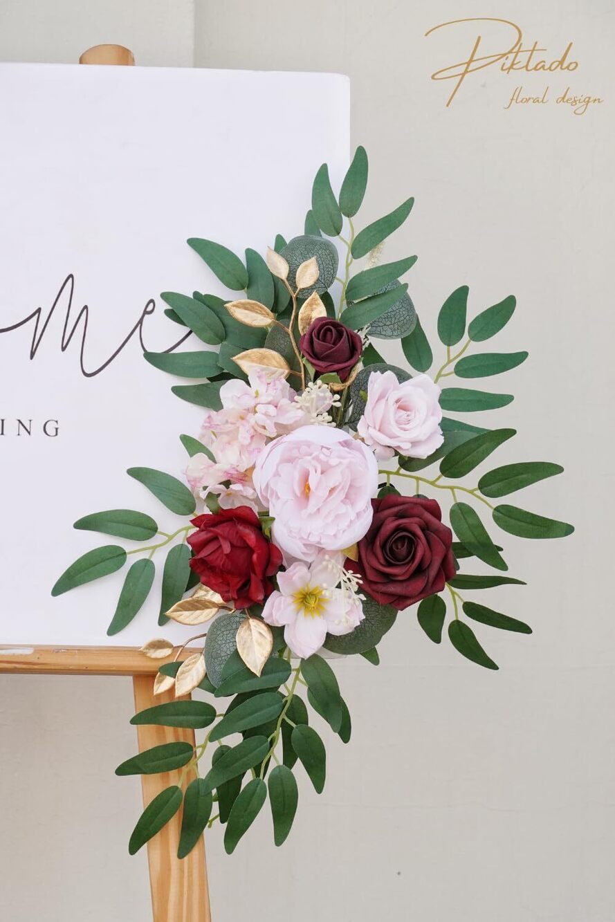 3644 Faux Flower Swag Set of 2 for Wedding Welcome Signs Floral Swag - Picture 6 of 9
